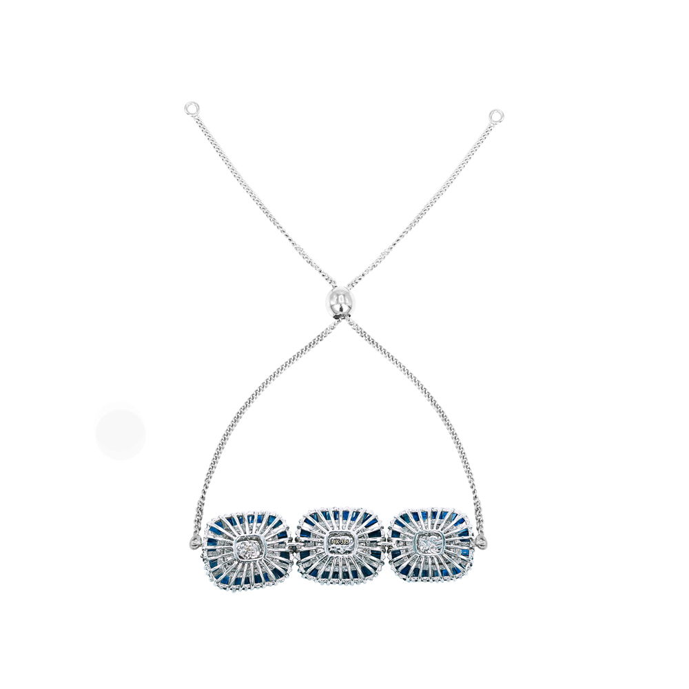Polki Diamond Bracelet with Blue Sapphire Baguette Stones and Bolo Clasp